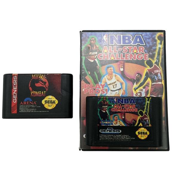 Sega Genesis Video Game Lot Mortal Kombat NBA All-Star Challenge - Picture 1 of 10